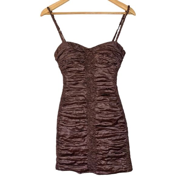 BCBGMaxAzria Metallic Ruched Bodycon Dress - Picture 1 of 12
